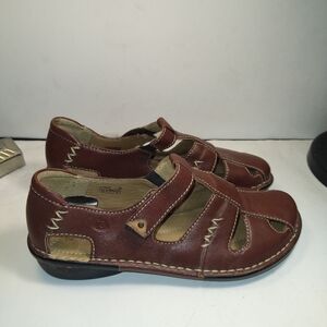 Josef Seibel Brown Leather Closed Toe Sandals Shoes Women's sz 7(38).